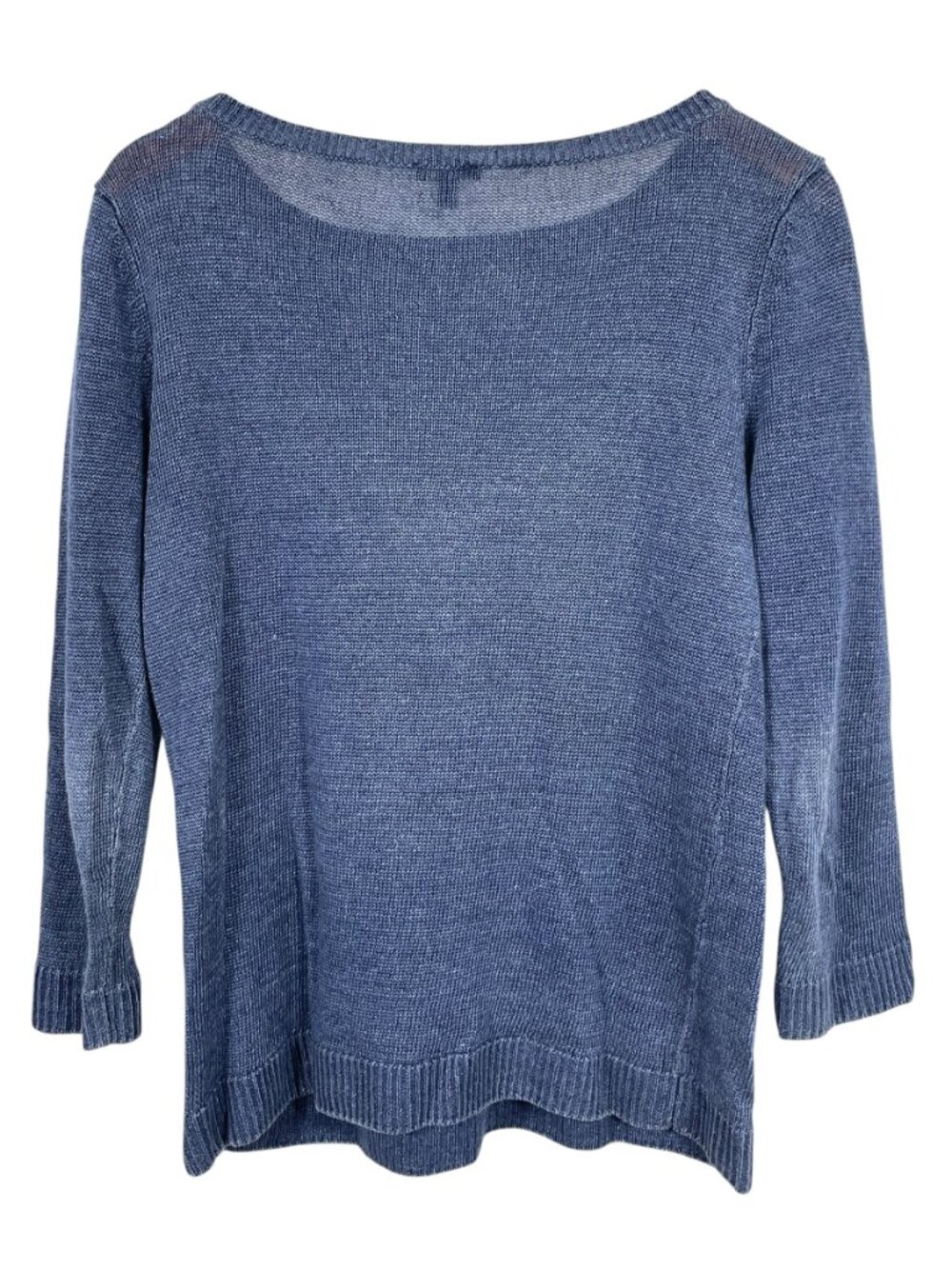 Talbots 100% Linen Blue Marled Lightweight Sweater Medium Coastal - Picture 3 of 9
